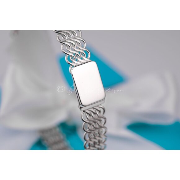 *Rare* Tiffany & Co. Vintage Somerset Mesh Bracelet 7" Interlocking Woven Bangle - Picture 4 of 10